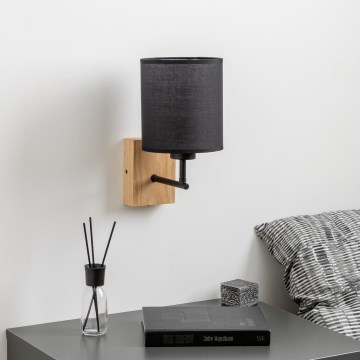Brilagi - Sienas lampa NUBILA WOOD 1xE27/25W/230V ozols/melna