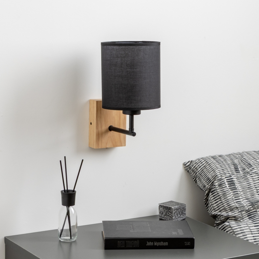 Brilagi - Sienas lampa NUBILA WOOD 1xE27/25W/230V ozols/melna