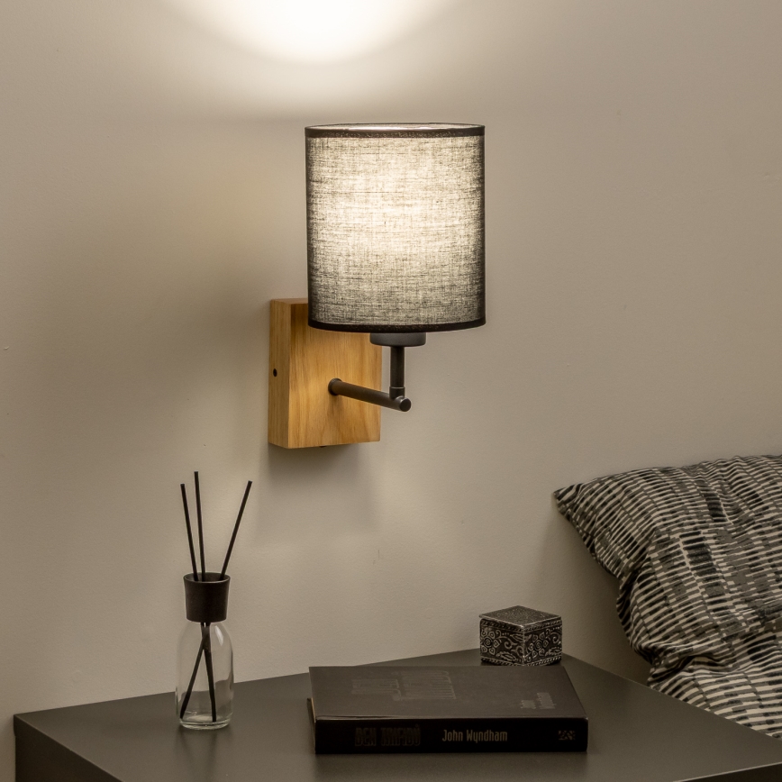 Brilagi - Sienas lampa NUBILA WOOD 1xE27/25W/230V ozols/melna