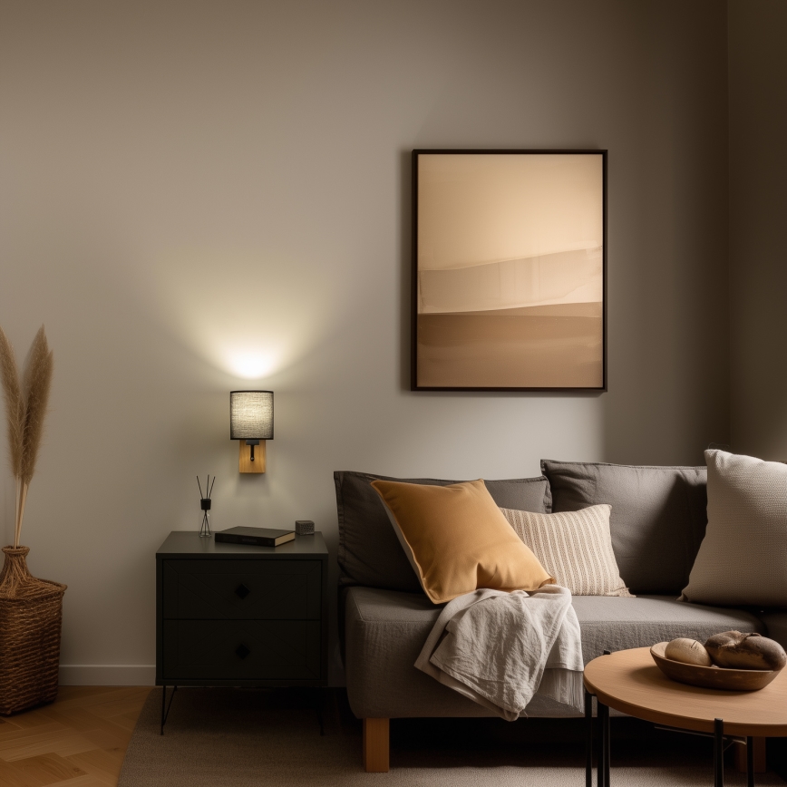 Brilagi - Sienas lampa NUBILA WOOD 1xE27/25W/230V ozols/melna