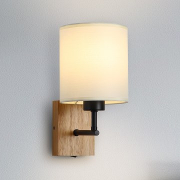 Brilagi - Sienas lampa NUBILA WOOD 1xE27/25W/230V ozols/melna/krēmkrāsa