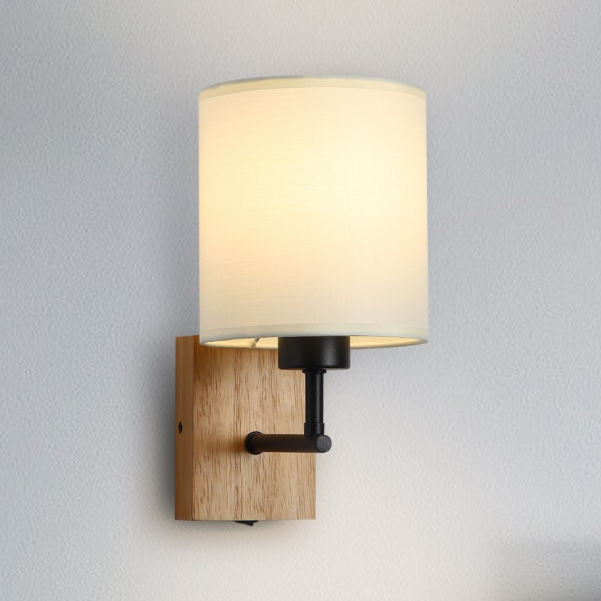 Brilagi - Sienas lampa NUBILA WOOD 1xE27/25W/230V ozols/melna/krēmkrāsa