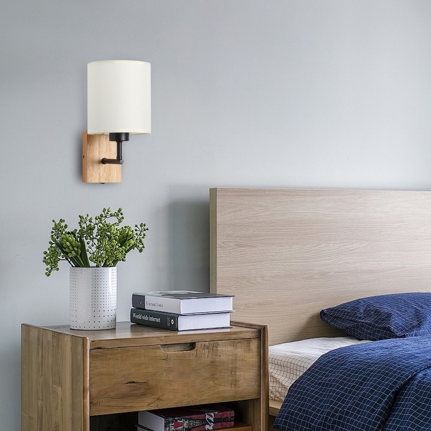 Brilagi - Sienas lampa NUBILA WOOD 1xE27/25W/230V ozols/melna/krēmkrāsa