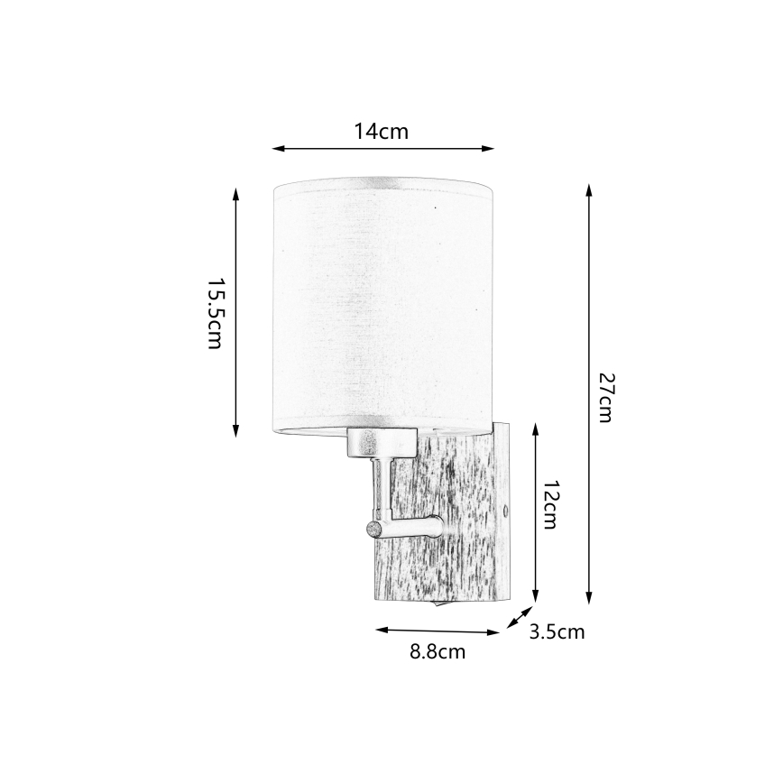 Brilagi - Sienas lampa NUBILA WOOD 1xE27/25W/230V ozols/melna/krēmkrāsa