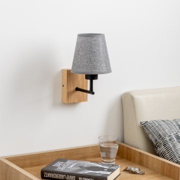Brilagi - Sienas lampa NUBILA WOOD 1xE27/25W/230V ozols/pelēka