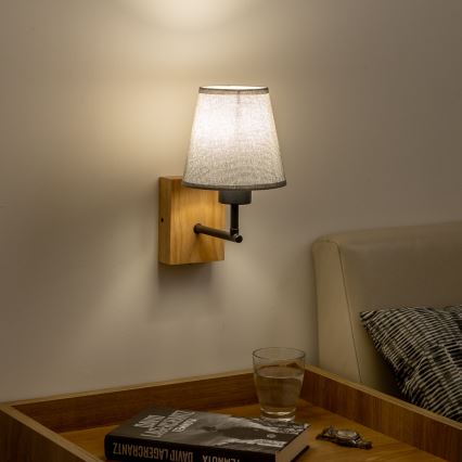 Brilagi - Sienas lampa NUBILA WOOD 1xE27/25W/230V ozols/pelēka