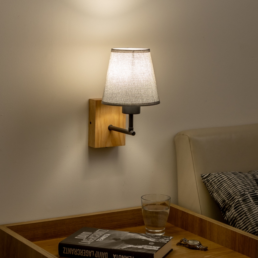 Brilagi - Sienas lampa NUBILA WOOD 1xE27/25W/230V ozols/pelēka
