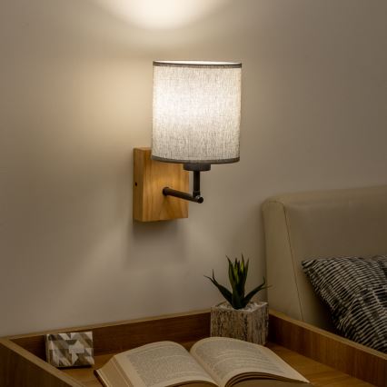 Brilagi - Sienas lampa NUBILA WOOD 1xE27/25W/230V ozols/pelēka