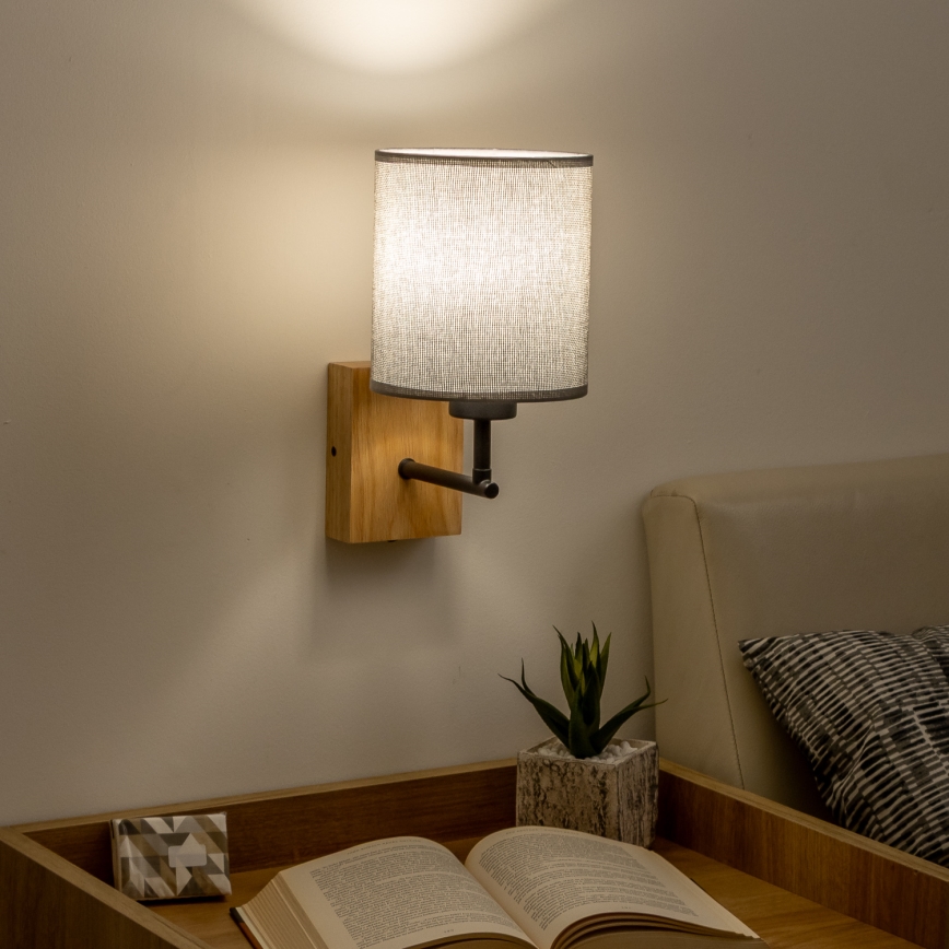Brilagi - Sienas lampa NUBILA WOOD 1xE27/25W/230V ozols/pelēka