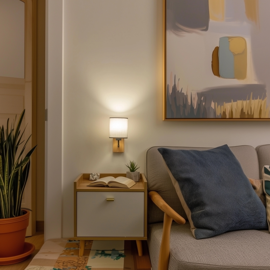 Brilagi - Sienas lampa NUBILA WOOD 1xE27/25W/230V ozols/pelēka