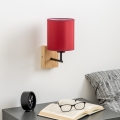 Brilagi - Sienas lampa NUBILA WOOD 1xE27/25W/230V ozols/Pompejas sarkana