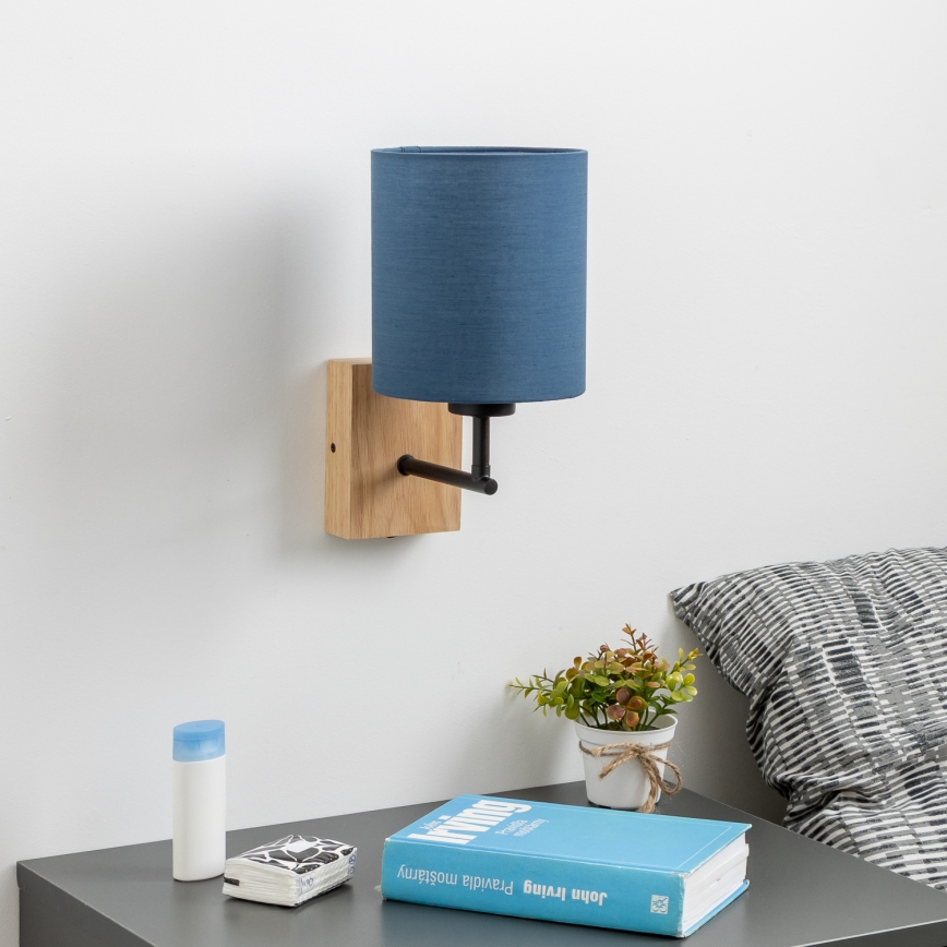 Brilagi - Sienas lampa NUBILA WOOD 1xE27/25W/230V ozols/tumši zila