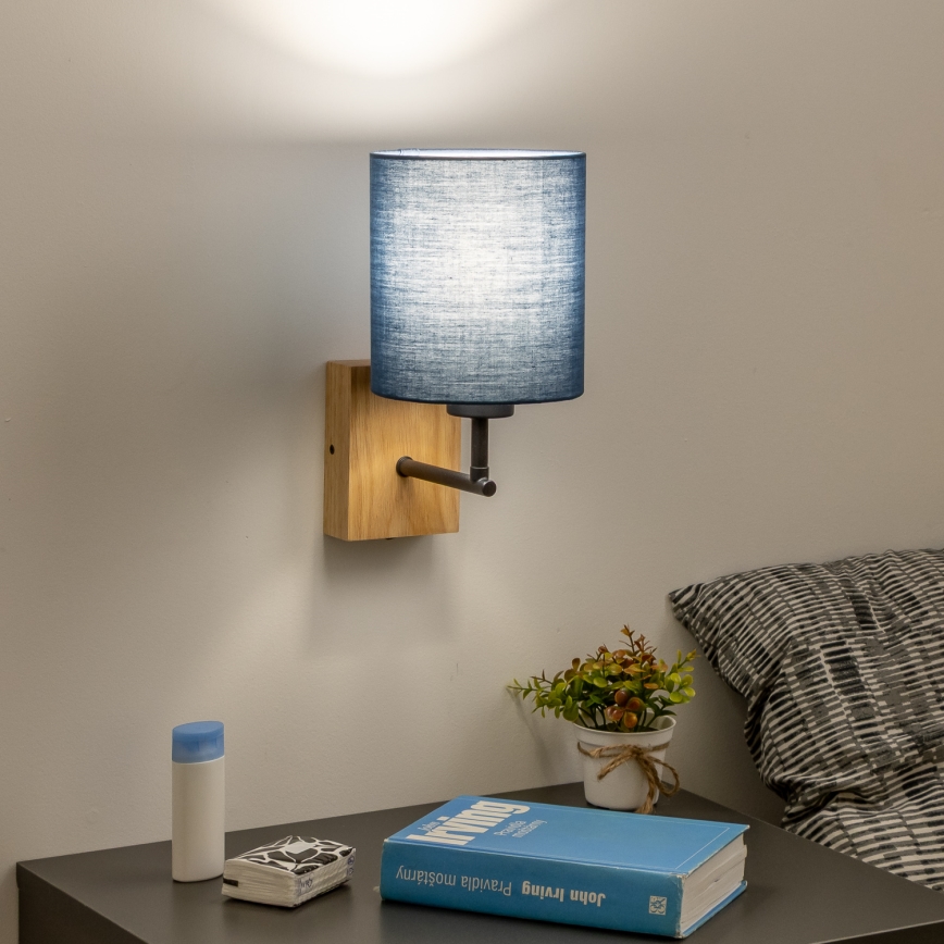 Brilagi - Sienas lampa NUBILA WOOD 1xE27/25W/230V ozols/tumši zila