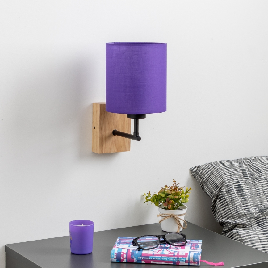 Brilagi - Sienas lampa NUBILA WOOD 1xE27/25W/230V ozols/violeta