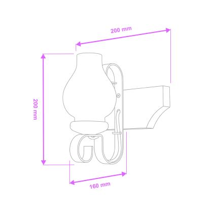 Brilagi - Sienas lampa QUEEN 1xE14/40W/230V dižskābardis/rieksts