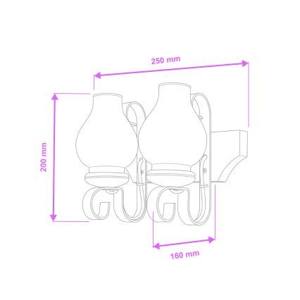 Brilagi - Sienas lampa QUEEN 2xE14/40W/230V dižskābardis