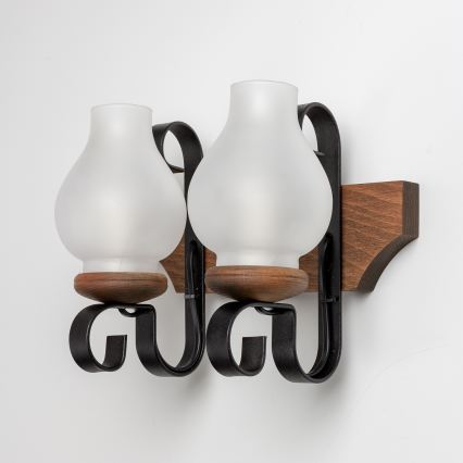 Brilagi - Sienas lampa QUEEN 2xE14/40W/230V dižskābardis/rieksts