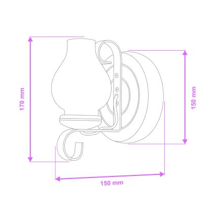 Brilagi - Sienas lampa ROATA APLICA 1xE14/40W/230V dižskābardis