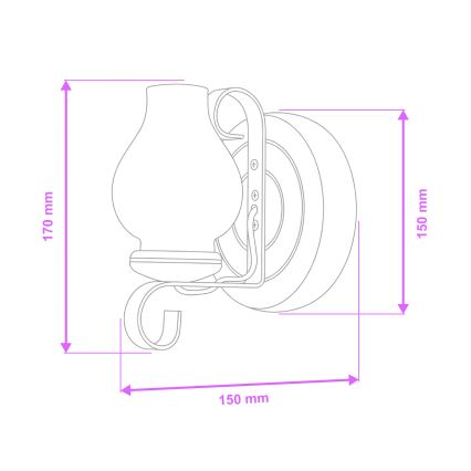Brilagi - Sienas lampa ROATA APLICA 1xE14/40W/230V dižskābardis/rieksts