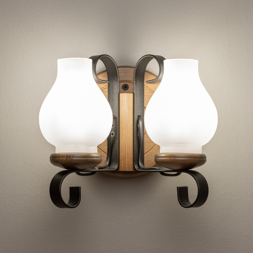 Brilagi - Sienas lampa ROATA APLICA 2xE14/40W/230V dižskābardis/rieksts