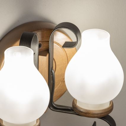 Brilagi - Sienas lampa ROATA APLICA 2xE14/40W/230V dižskābardis/rieksts