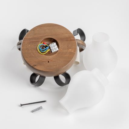 Brilagi - Sienas lampa ROATA APLICA 2xE14/40W/230V dižskābardis/rieksts