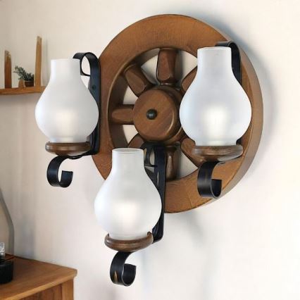 Brilagi - Sienas lampa ROATA APLICA 3xE14/40W/230V dižskābardis/rieksts