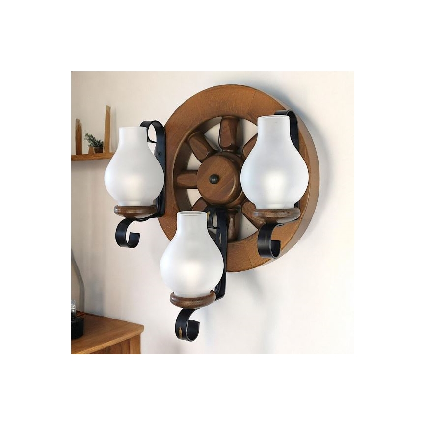 Brilagi - Sienas lampa ROATA APLICA 3xE14/40W/230V dižskābardis/rieksts