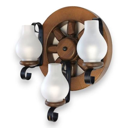 Brilagi - Sienas lampa ROATA APLICA 3xE14/40W/230V dižskābardis/rieksts