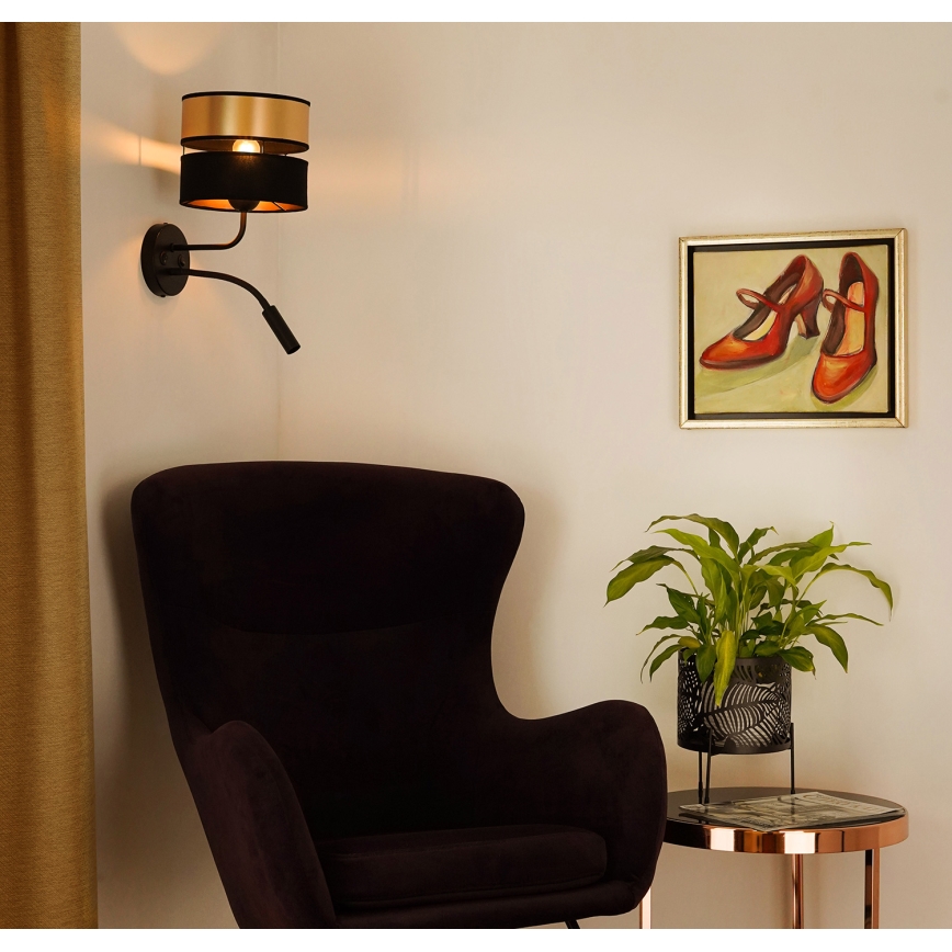 Brilagi - Sienas lampa ROYAL 1xE27/15W/230V + 1xG9/3W melna/zelta