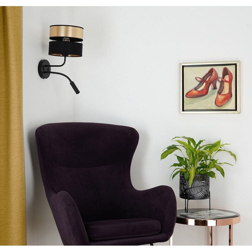 Brilagi - Sienas lampa ROYAL 1xE27/15W/230V + 1xG9/3W melna/zelta