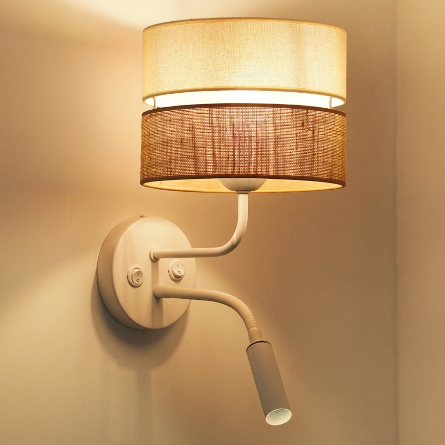 Brilagi - Sienas lampa ROYAL YUTE 1xE27/15W/230V + 1xG9/6W bēša/krēmkrāsa/balta