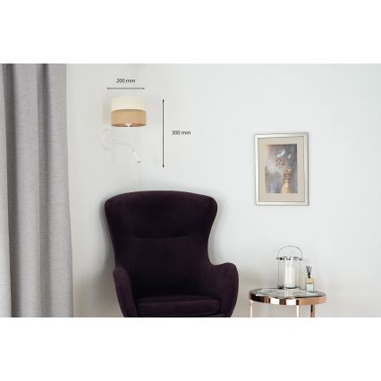 Brilagi - Sienas lampa ROYAL YUTE 1xE27/15W/230V + 1xG9/6W bēša/krēmkrāsa/balta