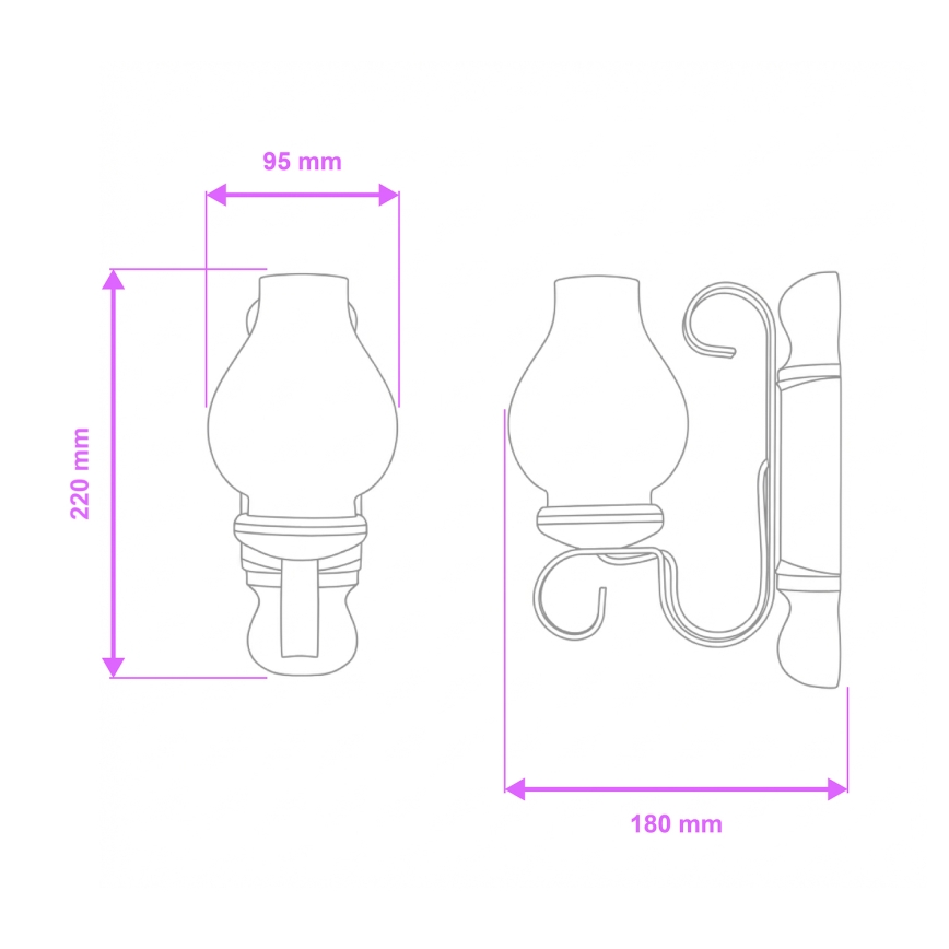 Brilagi - Sienas lampa RUSTIC 1xE14/40W/230V dižskābardis