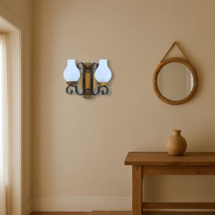 Brilagi - Sienas lampa RUSTIC 2xE14/40W/230V dižskābardis
