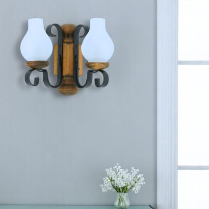 Brilagi - Sienas lampa RUSTIC 2xE14/40W/230V dižskābardis