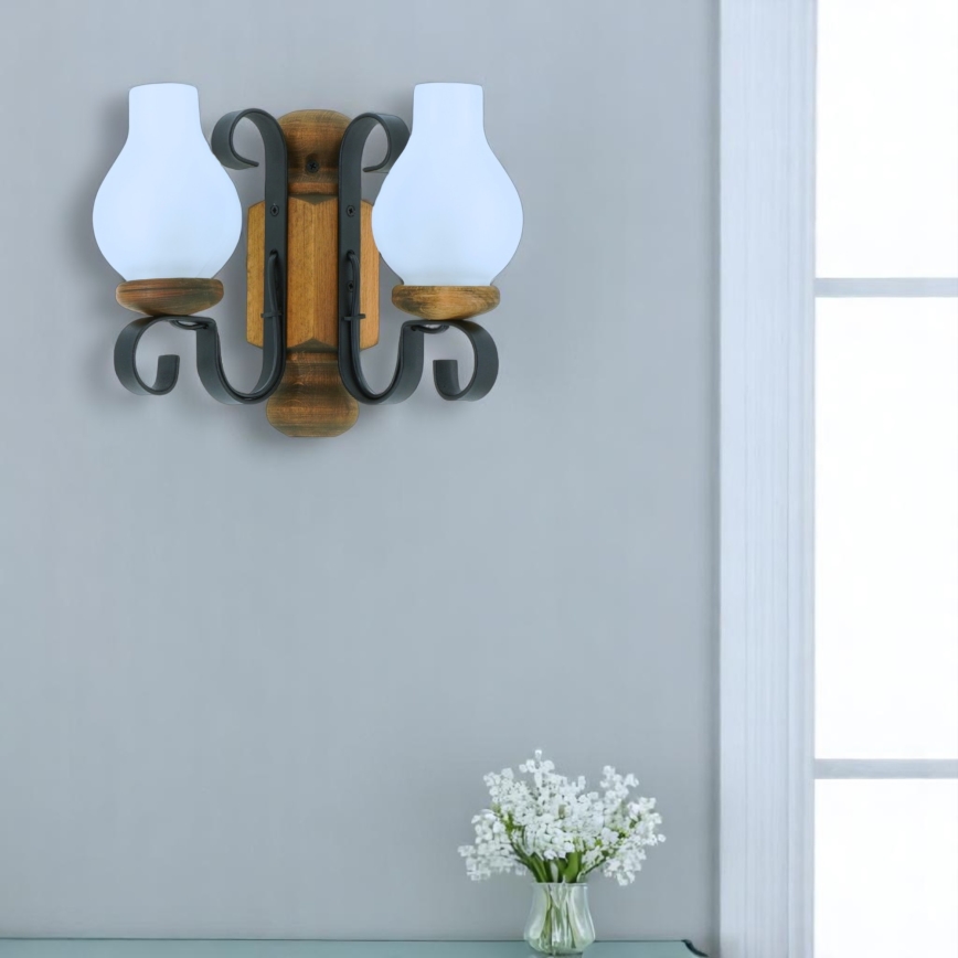 Brilagi - Sienas lampa RUSTIC 2xE14/40W/230V dižskābardis