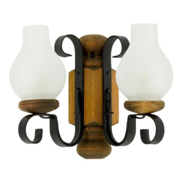 Brilagi - Sienas lampa RUSTIC 2xE14/40W/230V dižskābardis/rieksts