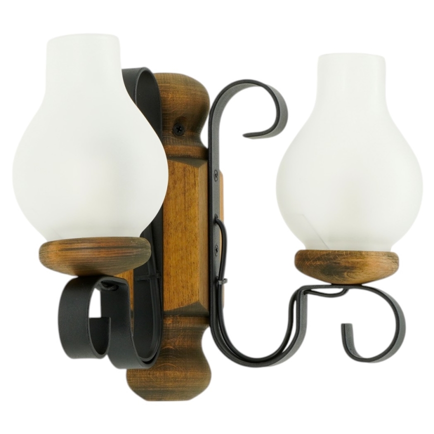 Brilagi - Sienas lampa RUSTIC 2xE14/40W/230V dižskābardis/rieksts