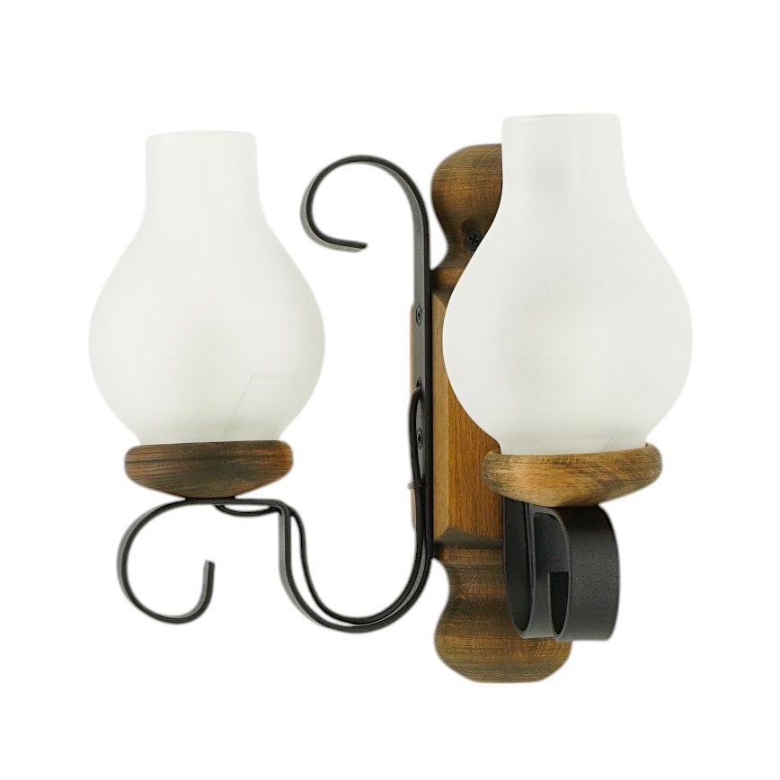 Brilagi - Sienas lampa RUSTIC 2xE14/40W/230V dižskābardis/rieksts