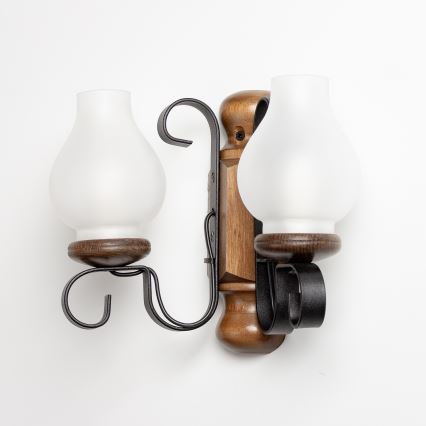 Brilagi - Sienas lampa RUSTIC 2xE14/40W/230V dižskābardis/rieksts