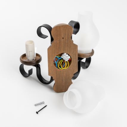 Brilagi - Sienas lampa RUSTIC 2xE14/40W/230V dižskābardis/rieksts