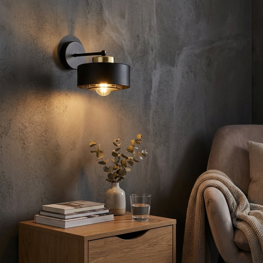 Brilagi - Sienas lampa SPRING 1xE27/60W/230V melna/zelta
