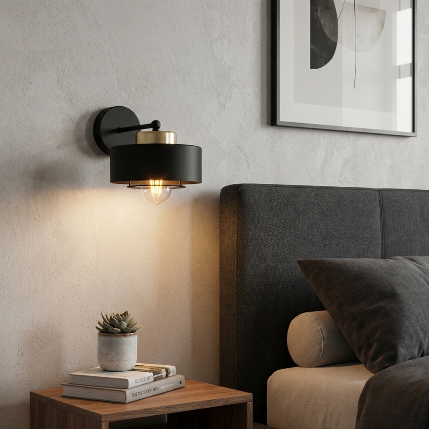 Brilagi - Sienas lampa SPRING 1xE27/60W/230V melna/zelta