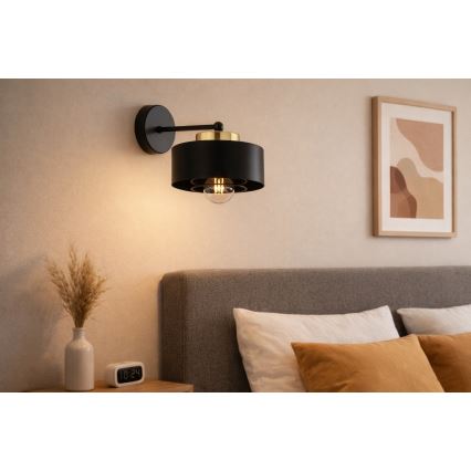 Brilagi - Sienas lampa SPRING 1xE27/60W/230V melna/zelta