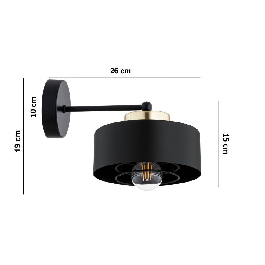 Brilagi - Sienas lampa SPRING 1xE27/60W/230V melna/zelta