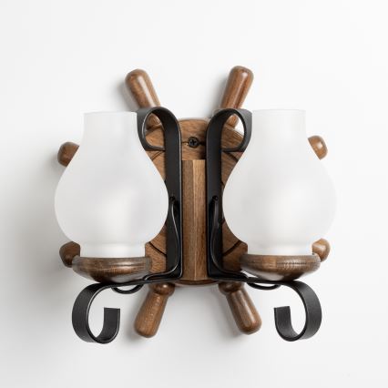 Brilagi - Sienas lampa TIMONA 2xE14/40W/230V dižskābardis/rieksts