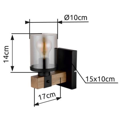 Brilagi - Sienas lampa VISTA 1xE27/60W/230V ozols
