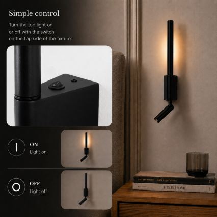 BRILAGI - sienas LED gaismeklis VIXON LED/3W/230V + LED/5W, melns, CRI 90