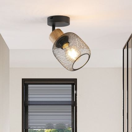 Brilagi - Sienas prožektors BASKLITE 1xE27/15W/230V, koka / melnā krāsā